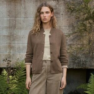 Poetry Brown Button-Up Cotton-Blend Cardigan